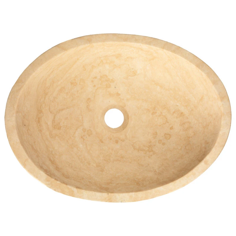 Eden Bath - Vessel Sinks Honed Beige Travertine Natural Stone Canoe Vessel Sink, Beige Travertine - Image 8