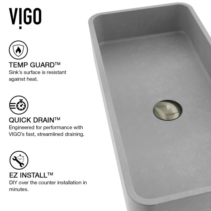 VIGO Concreto Stone Rectangular Vessel Bathroom Sink - Image 9