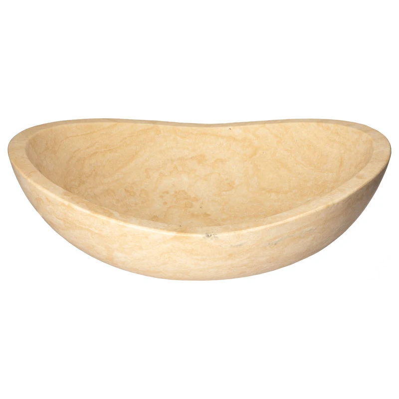 Eden Bath - Vessel Sinks Honed Beige Travertine Natural Stone Canoe Vessel Sink, Beige Travertine - Image 6