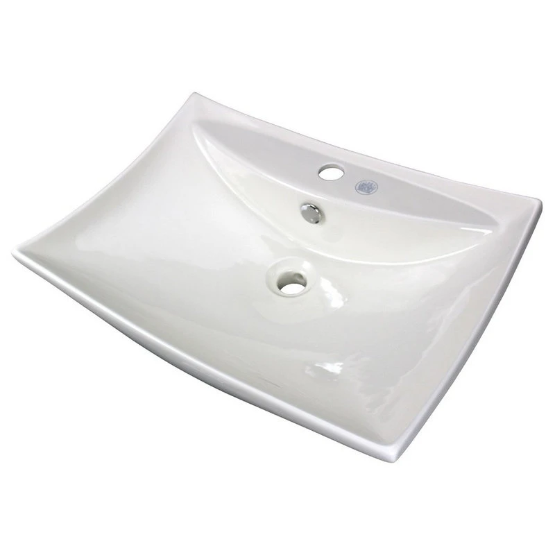 Renovators Supply Manufacturing Shanta 23 1/2" Rectangle Countertop Vessel Sink Biscuit Finish With Overflow - Image 4
