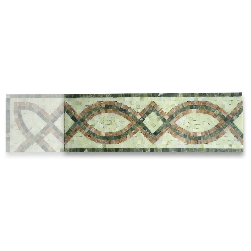 Stone Center Online Marble Mosaic Border Listello Tile Romanze Green Jade 5.9x17.7 Polish, 1 Piece - Image 3
