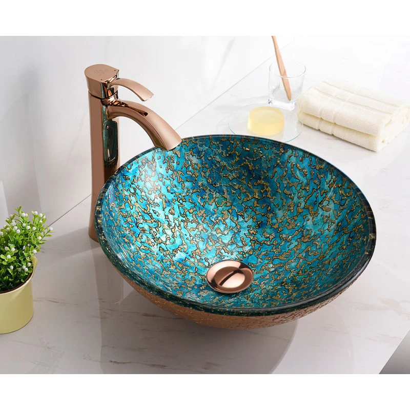 ANZZI Chrona Series Vessel Sink In Gold/Cyan Mix - Image 2
