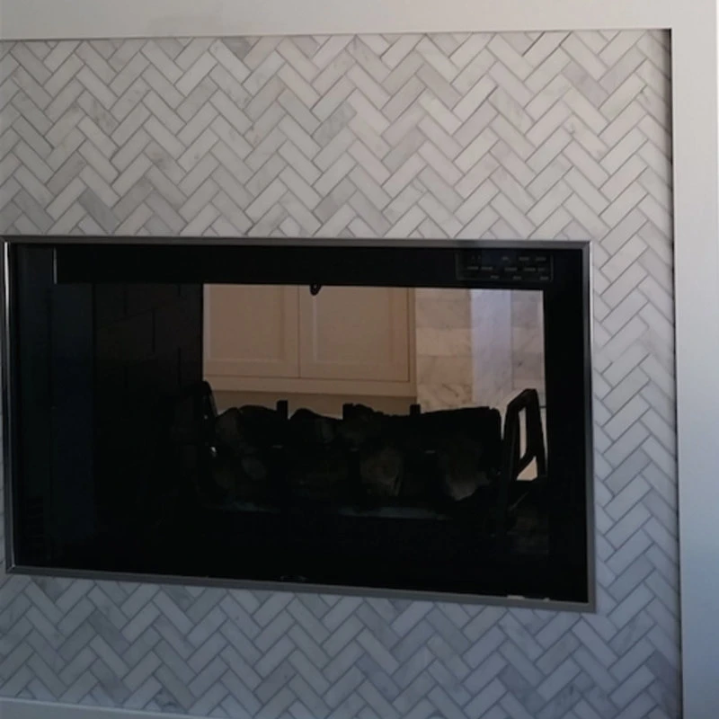 Tiles R Us Carrara White Marble Polished Herringbone Mosaic Tile, 12"x12" Sheets, Set Of 5 - Image 2