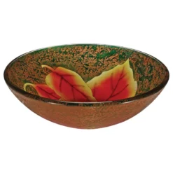 Legion Furniture Autumn Leaves Tempered Glass Vessel Sink