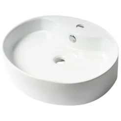 Alfi Trade White 22" Oval Above Mount Ceramic Sink With Faucet Hole