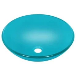 MR Direct Sinks And Faucets 601 Colored Glass Vessel Sink, Turquoise, Sink Only, No Additional Accessories