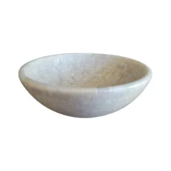 TashMart Mosaic Natural Stone Vessel Sink, White Marble