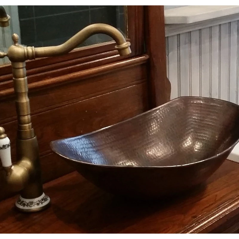 SimplyCopper 17" Oval Roman Vessel Copper Bath- Drain Options Available, No Drain - Image 4
