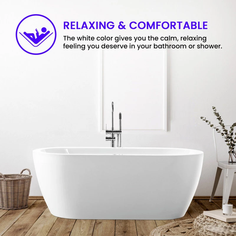 Vanity Art LLC Vanity Art Freestanding Acrylic Bathtub, White, 32"x68" - Image 5