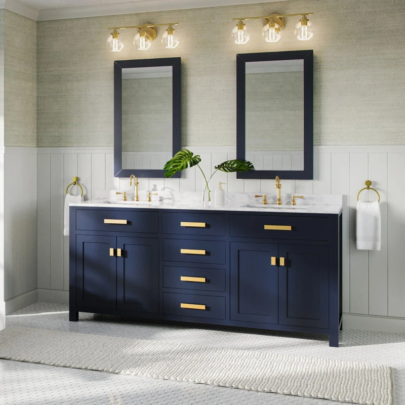 MOD Savoy Bath Vanity, Double Sink, 72", Blue, Freestanding, Faucets And Mirrors - Image 2
