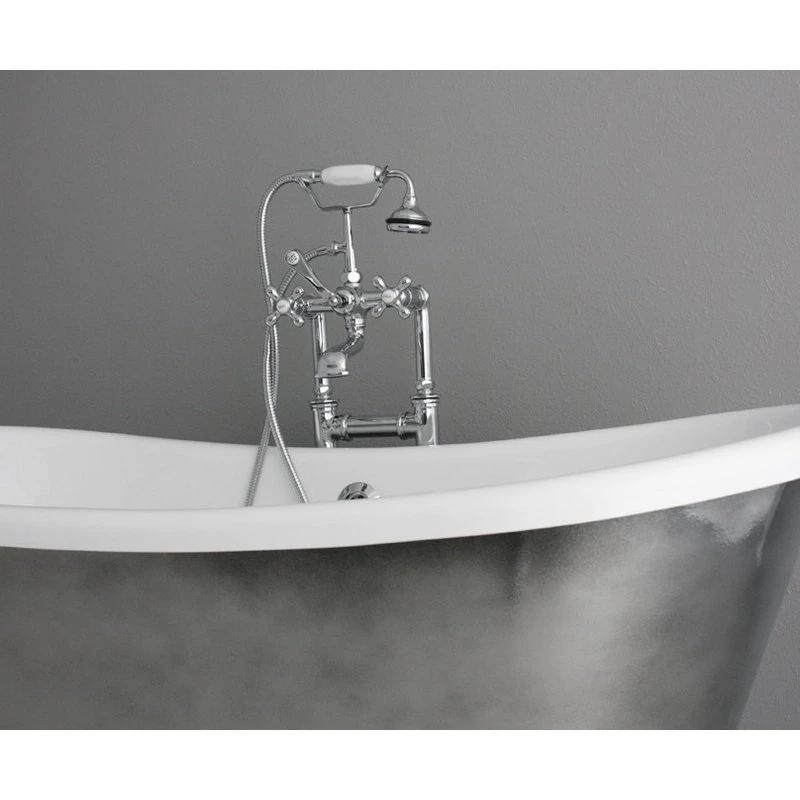 The Tub Studio 'Christoforo' Acrylic French Bateau Tub Package With Aged Chrome Exterior, 67" - Image 4