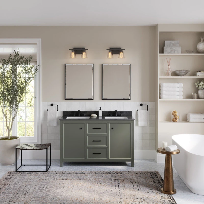 MOD Woodruff Bath Vanity, Double Sink, 54", Pewter Green, Freestanding - Image 3