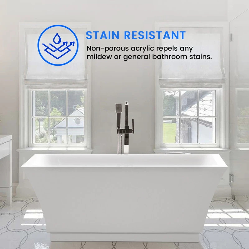 Vanity Art LLC Vanity Art 59" Freestanding Acrylic Bathtub - Image 4