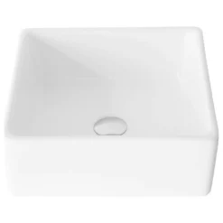 STYLISH 15" White Square Ceramic Vessel Bathroom Sink