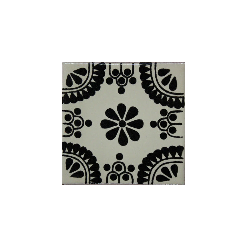 Fine Crafts & Imports 2x2 36 Pcs Black Madrid Talavera Mexican Tile