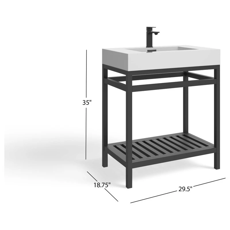 MOD The Nova Bathroom Vanity, Black, 30", Single Sink, Freestanding - Image 8