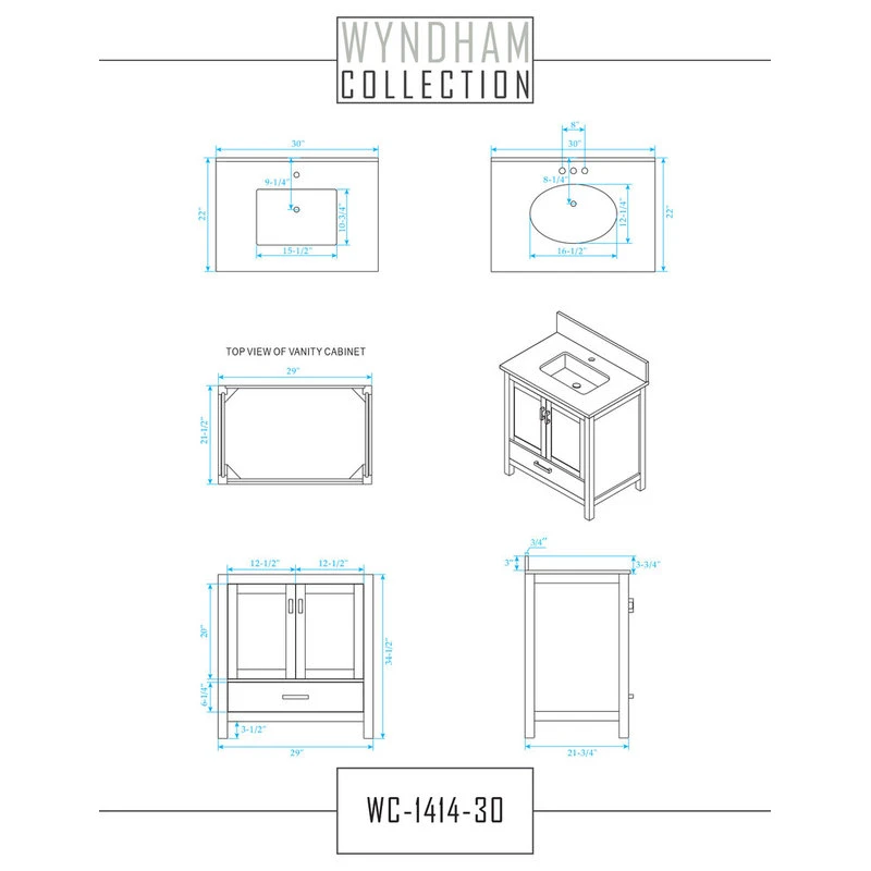 Wyndham Collection Sheffield 30" Espresso Single Vanity, Carrara Marble Top, Um Sq Sink, Med Cab - Image 4