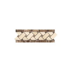 All Marble Tiles Crema Marfil Polished Marble - Dark Emperador Basket Weave Border