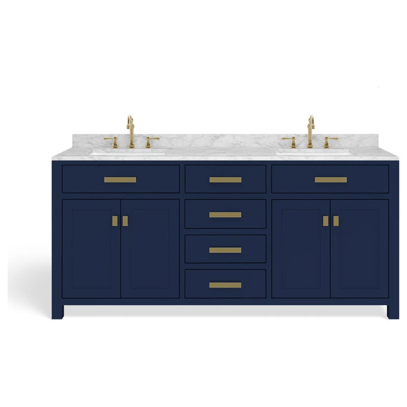 MOD Savoy Bath Vanity, Double Sink, 72", Blue, Freestanding, Faucets And Mirrors - Image 9