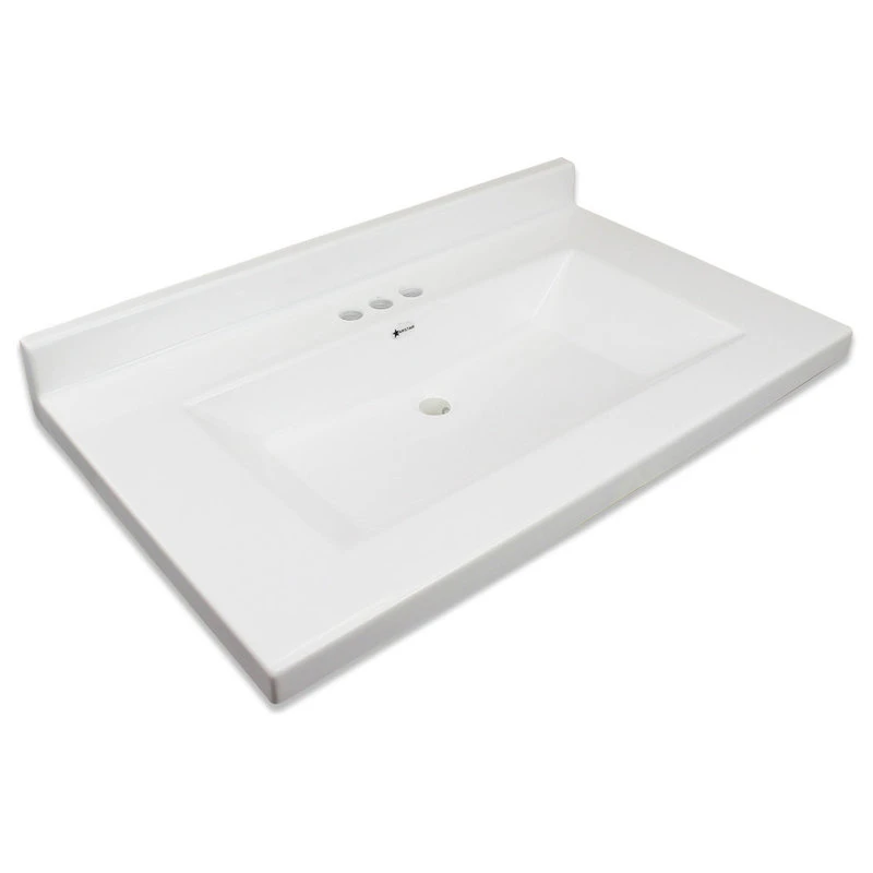 Transolid Carolina 49"x22" Single Bowl Vanity Top, Solid White