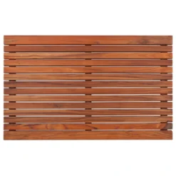 Nordic Style Teak Shower And Bath Mat 31.4"x19.6", Wide End Slat