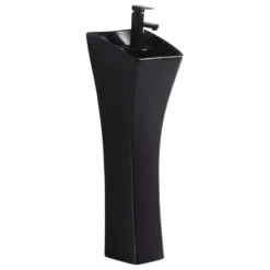 Fine Fixtures Vitreous China 12" Pedestal Bathroom Sink With Overflow, Black