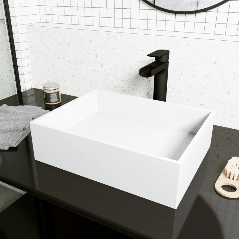 VIGO Montauk Rectangular Matte StoneTM Vessel Bathroom Sink - Image 3