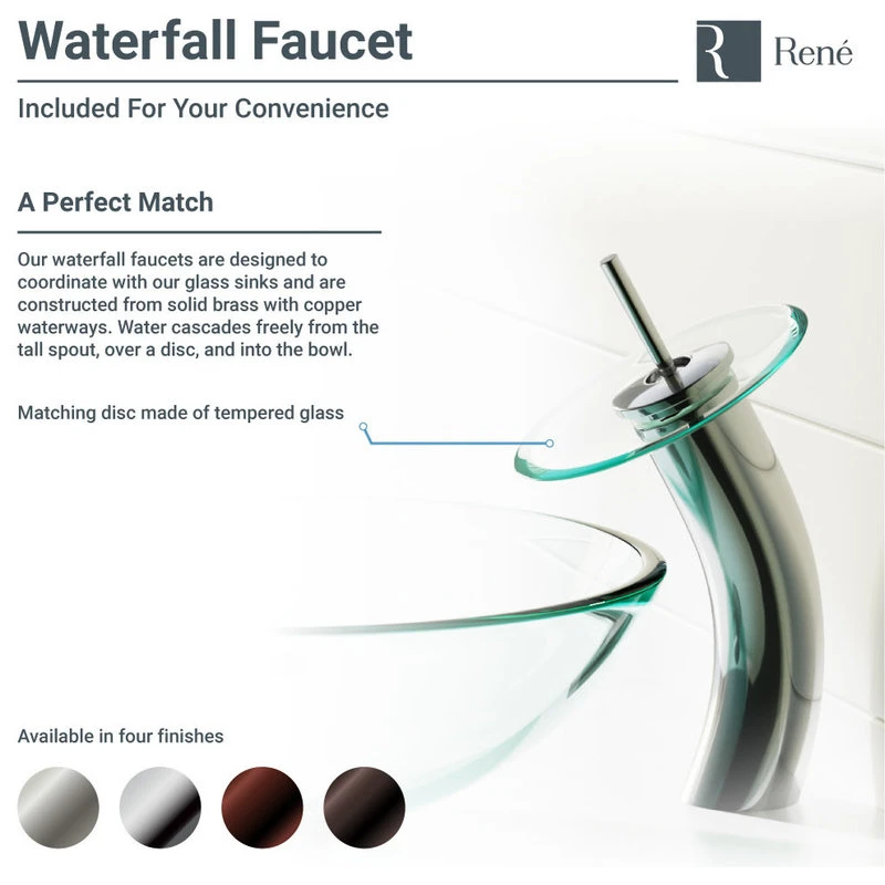 Rene R5-5024-WF 16-1/2" Glass Vessel Bathroom Sink - Clear / Antique Bronze - Image 4