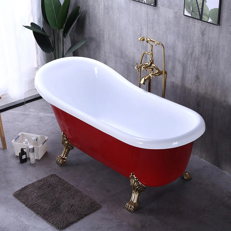 Vanity Art LLC Vanity Art Freestanding Acrylic Bathtub, Red And White, 66.9" X 31.5" - Image 12