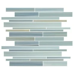 Rocky Point Tile Co Reflections Hand Painted Linear Glass Mosaic Tile, 12"x12"