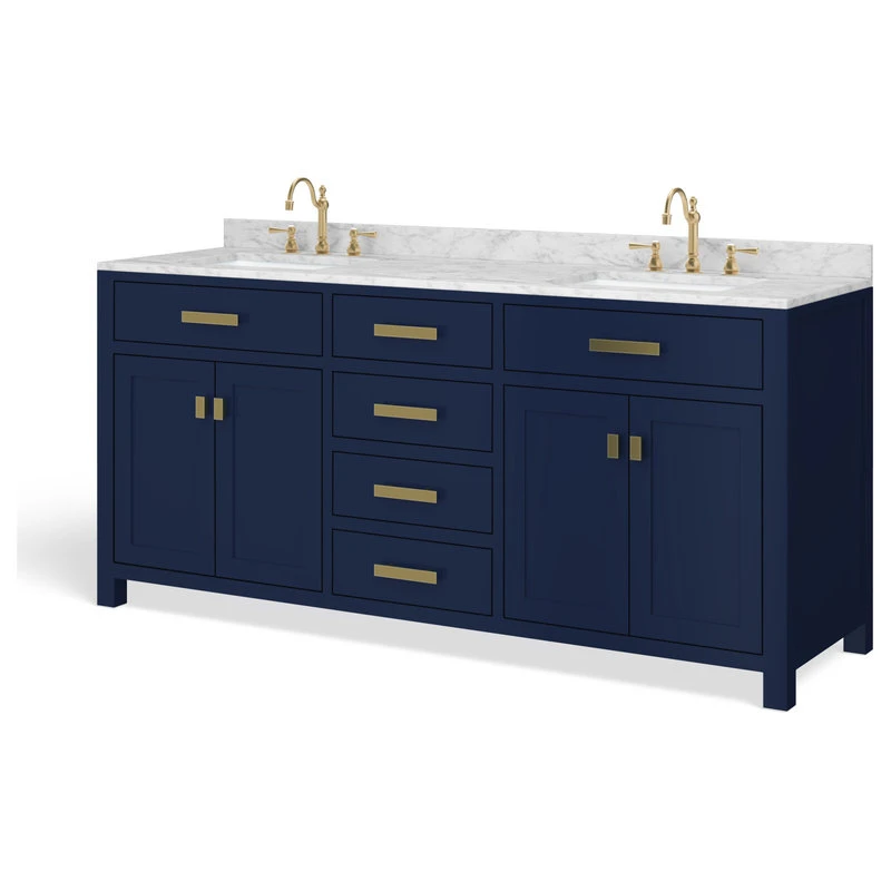MOD Savoy Bath Vanity, Double Sink, 72", Blue, Freestanding, Faucets And Mirrors - Image 10