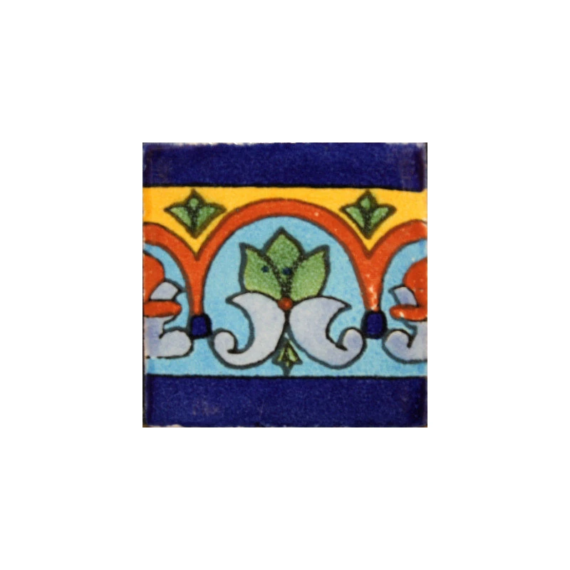 Fine Crafts & Imports 2x2 36 Pcs Aqua Border Talavera Mexican Tile