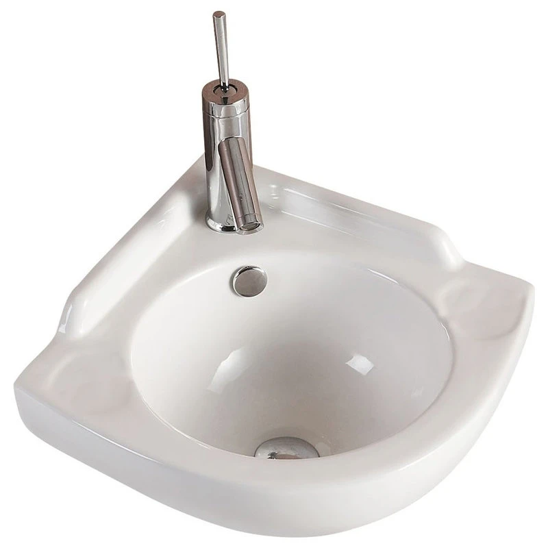 Renovators Supply Manufacturing Small Corner Wall Mount Sink Bathroom White Ceramic Bowl With Overflow Pack Of 2 - Image 3
