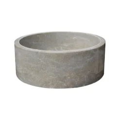 TashMart Cylindrical Natural Stone Vessel Sink, Sea Grass Marble