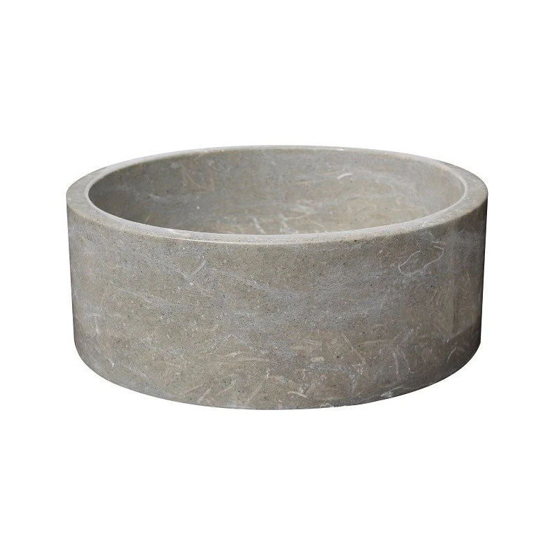TashMart Cylindrical Natural Stone Vessel Sink, Sea Grass Marble