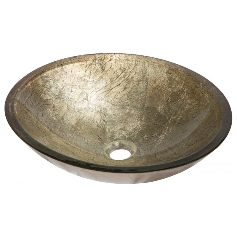 Eden Bath - Vessel Sinks Champagne Foil Oval Tempered Glass Vessel Sink For Bathroom, 19 X 15 Inch - Image 3