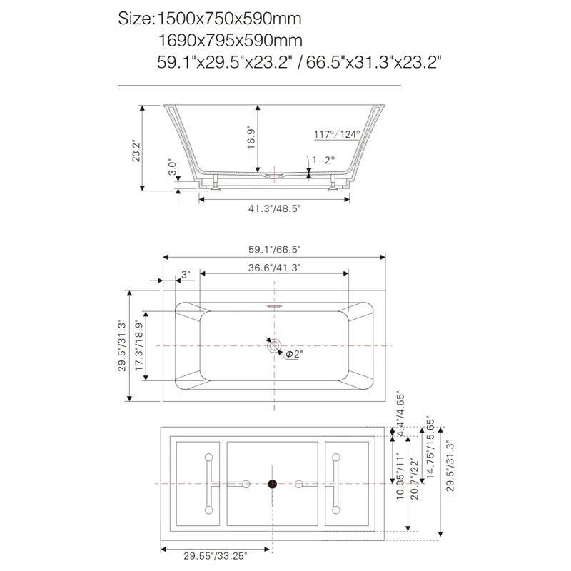 Vanity Art LLC Vanity Art 59" Freestanding Acrylic Bathtub - Image 7