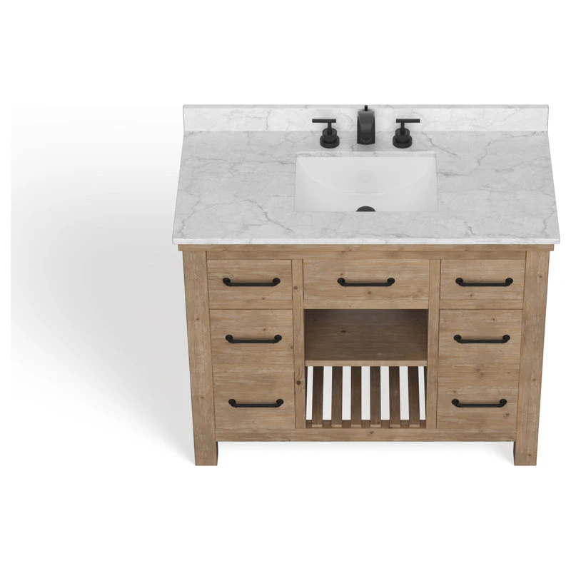 MOD Rawley Bath Vanity, Weathered Fir, 42", Single Sink, Marble Top, Freestanding - Image 13