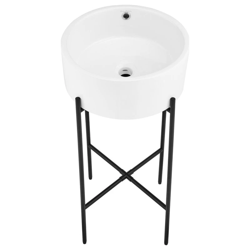 Swiss Madison Monaco 16.5" Round Console Sink, White Basin Matte Black Legs - Image 3