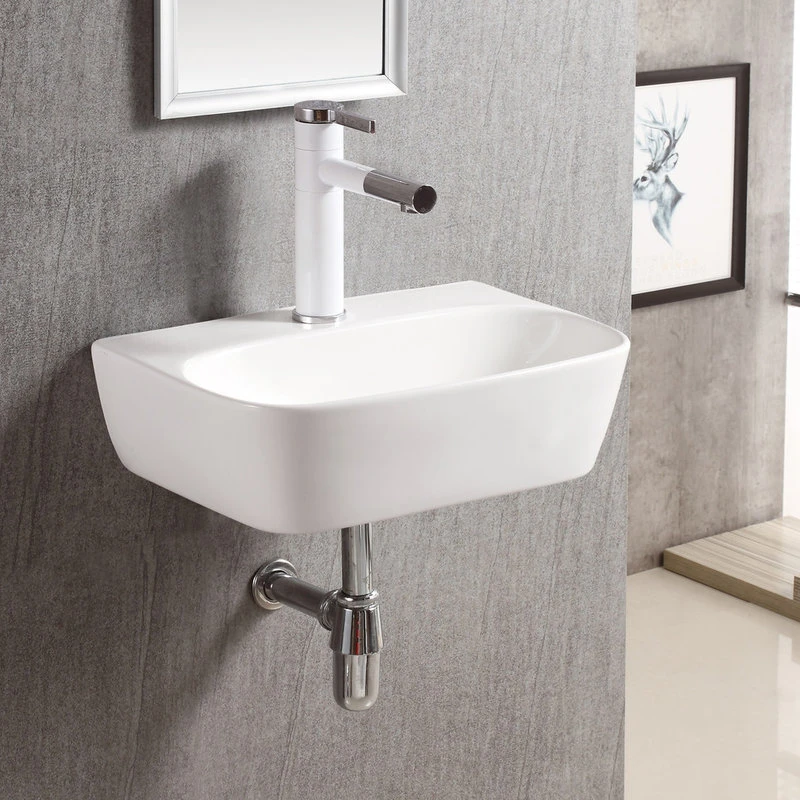 Elite Sinks ELANTI EC1804 Porcelain Wall-Mounted Bathroom Sink, White - Image 3