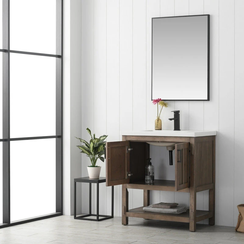 Urban Furnishing Harvey Farmhouse Bathroom Sink Vanity Brown Spruce, 30" - Image 4