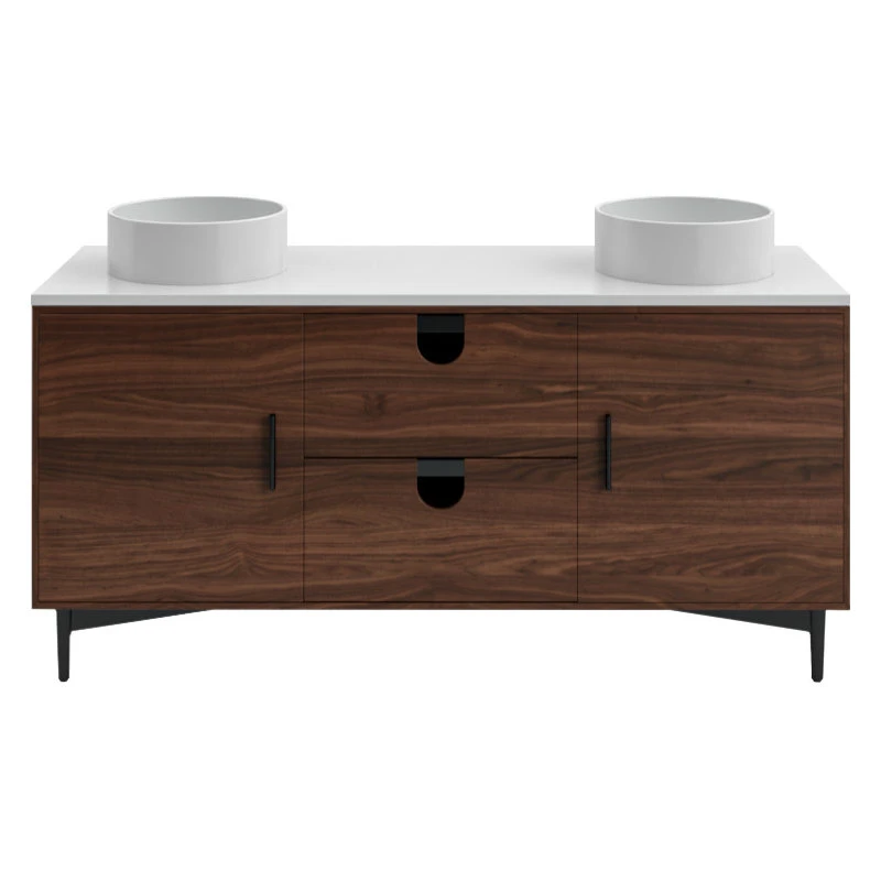 MOD Newton Bath Vanity, Walnut, 60", Double Sink, Freestanding - Image 6