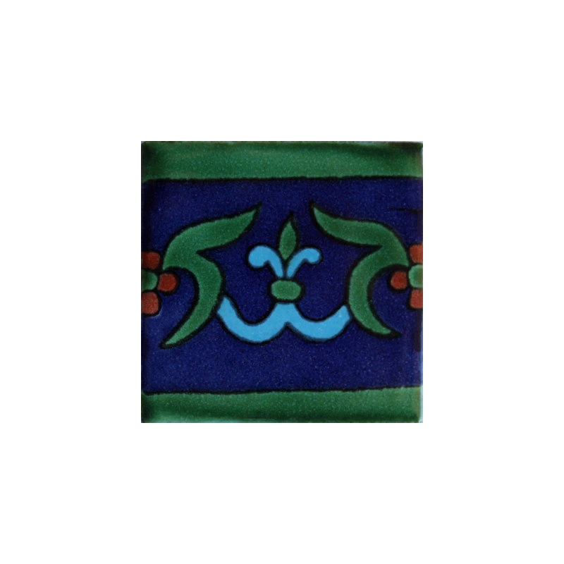 Fine Crafts & Imports 2x2 36 Pcs Blue Liz Flower Talavera Mexican Tile