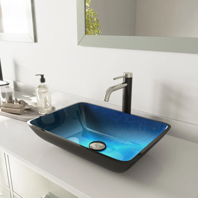 VIGO Sink In Turquoise Water And Faucet In Brushed Nickel - Image 3