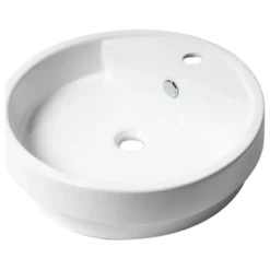 Alfi Trade White 19" Round Semi Recessed Ceramic Sink With Faucet Hole