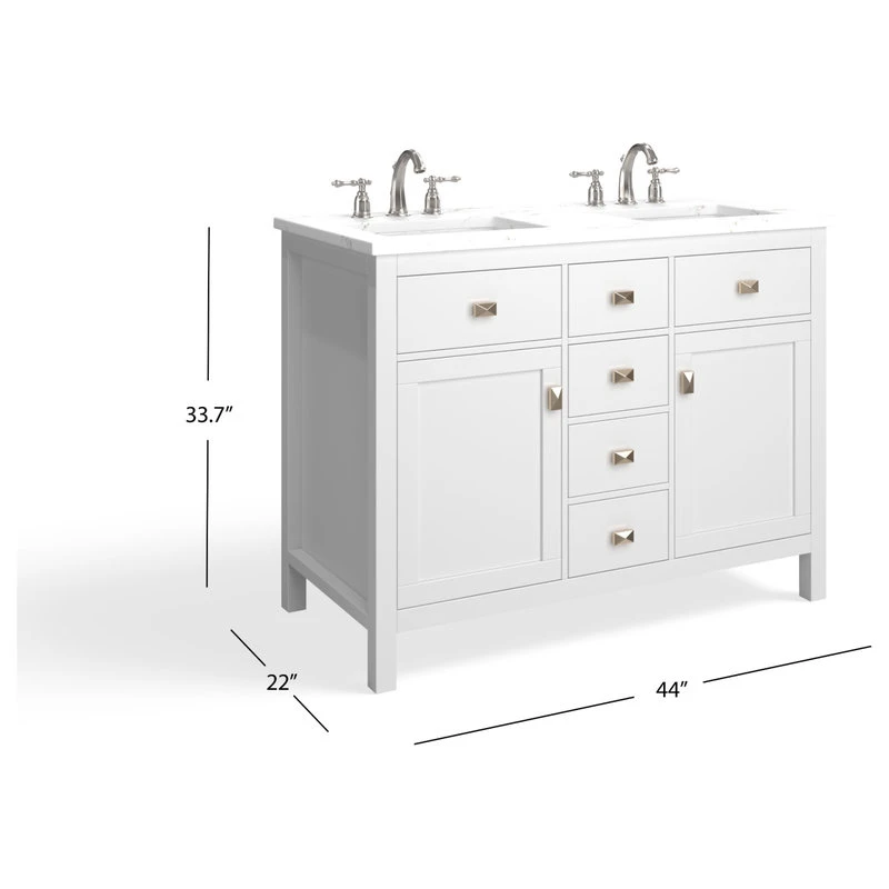 MOD The Juno Bathroom Vanity, Double Sink, 44", White, Freestanding - Image 8