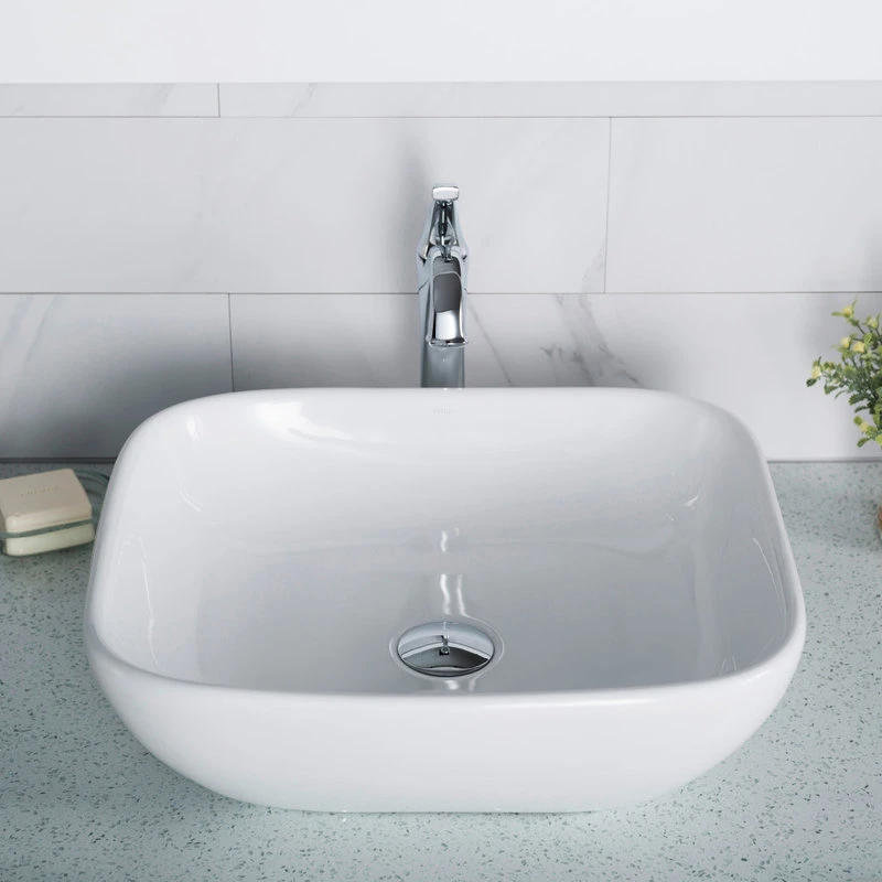 Kraus USA, Inc. Elavo Ceramic Square Vessel White Sink - Image 3