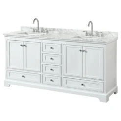Wyndham Collection Deborah 72" Double Vanity, White, Top, Square Sinks, No Mirror
