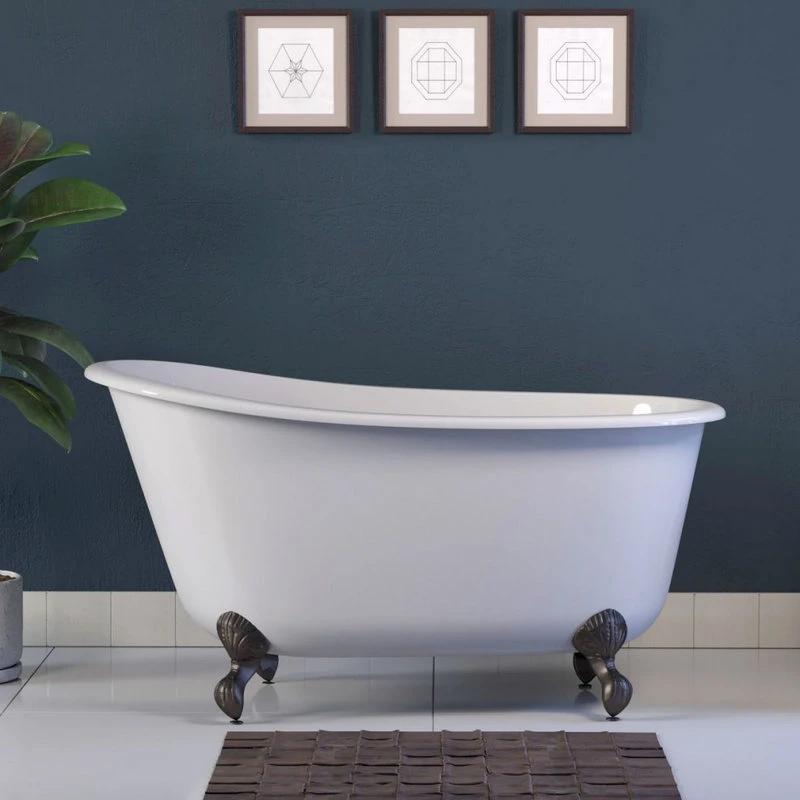 The Tub Connection 58" Cast Iron Swedish Tub Without Faucet Holes "Holt", Oil Rubbed Bronze Feet - Image 2