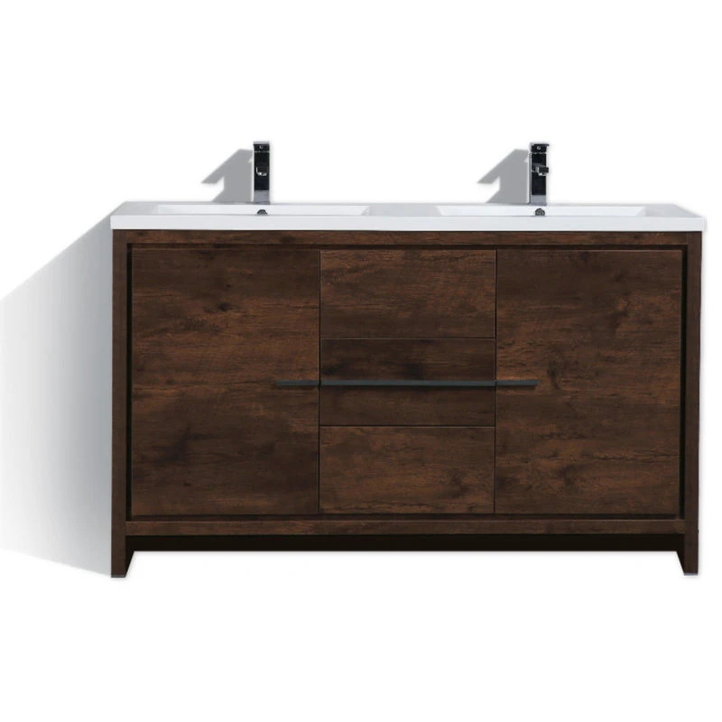 Bathroom Vanity Wholesale INC. MOD 60" Double Sink Free Standing Vanity, Rosewood